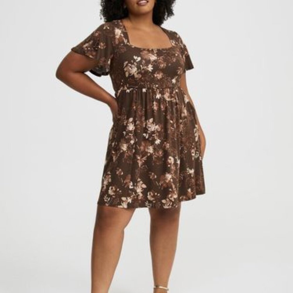 Mini Flutter-Sleeve Skater Dress